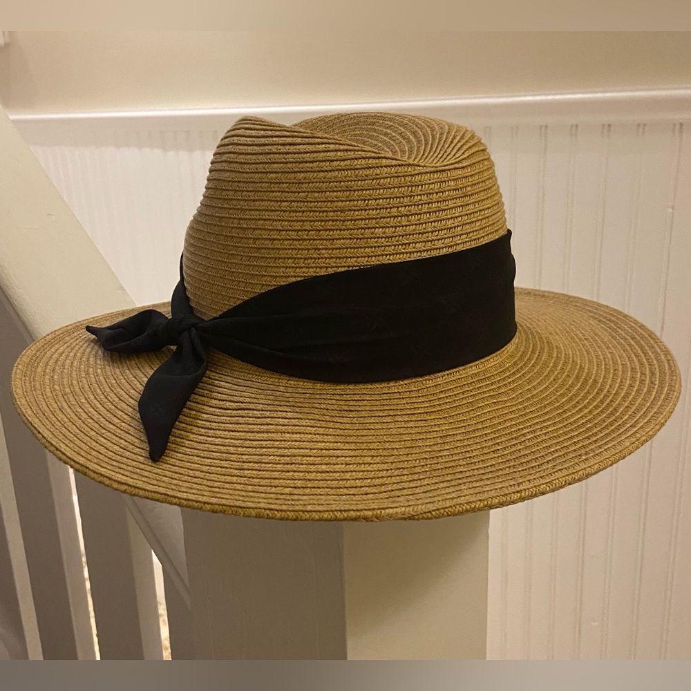 Nine West Tan Hat with Black Ribbon NWOT